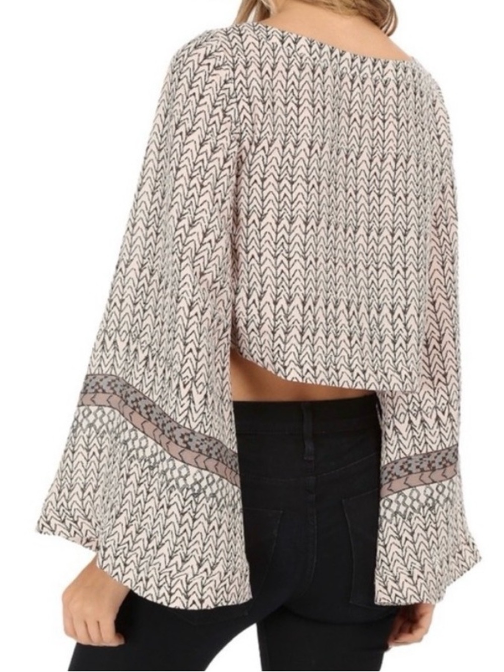 Free People Stars Align Bell Sleeve Top - Size Large - Picture 2 of 7